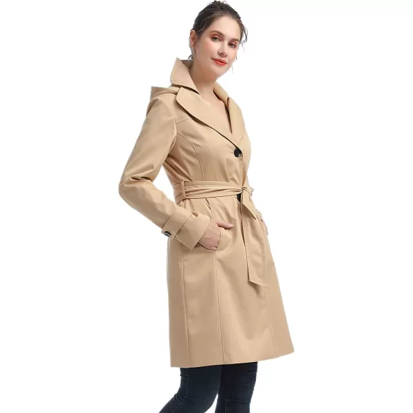 imageBGSD Women Eva Waterproof Hooded Trench Coat  Regular ampamp Plus SizeTan