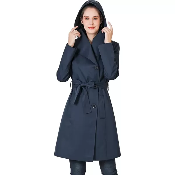 imageBGSD Women Jessie Waterproof Hooded Trench Coat  Regular ampamp Plus SizeNavy