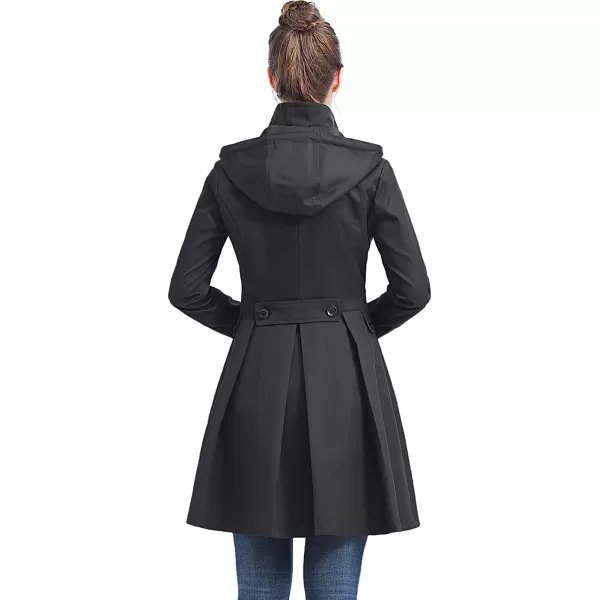 imageBGSD Women Kayla Waterproof Hooded Mid Length Trench Coat  Regular ampamp Plus SizeBlack