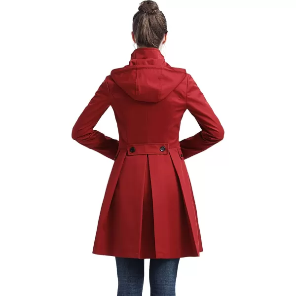 imageBGSD Women Kayla Waterproof Hooded Mid Length Trench Coat  Regular ampamp Plus SizeRed