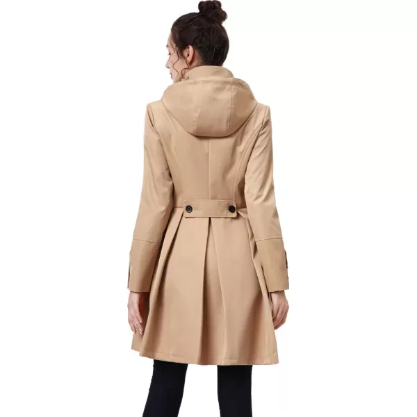 imageBGSD Women Kayla Waterproof Hooded Mid Length Trench Coat  Regular ampamp Plus SizeTan