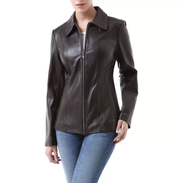imageBGSD Women Miranda Lambskin Leather Jacket Also available in Plus Size ampamp PetiteBrown