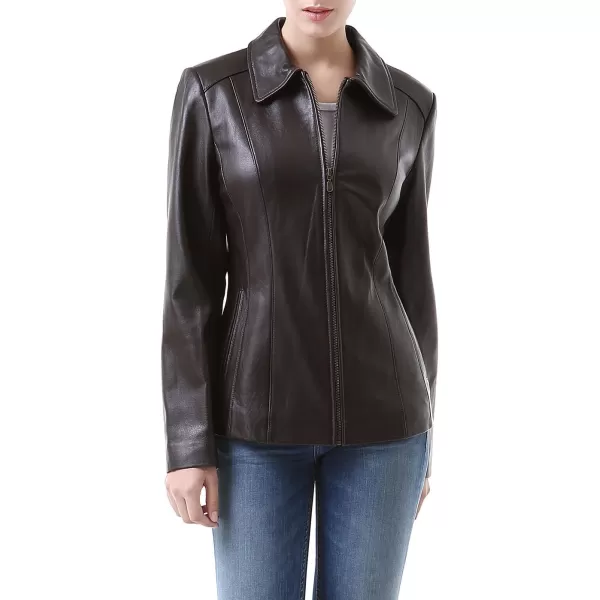 imageBGSD Women Miranda Lambskin Leather Jacket Also available in Plus Size ampamp PetiteBrown