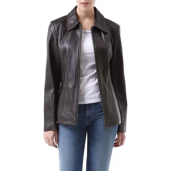 imageBGSD Women Miranda Lambskin Leather Jacket Also available in Plus Size ampamp PetiteBrown