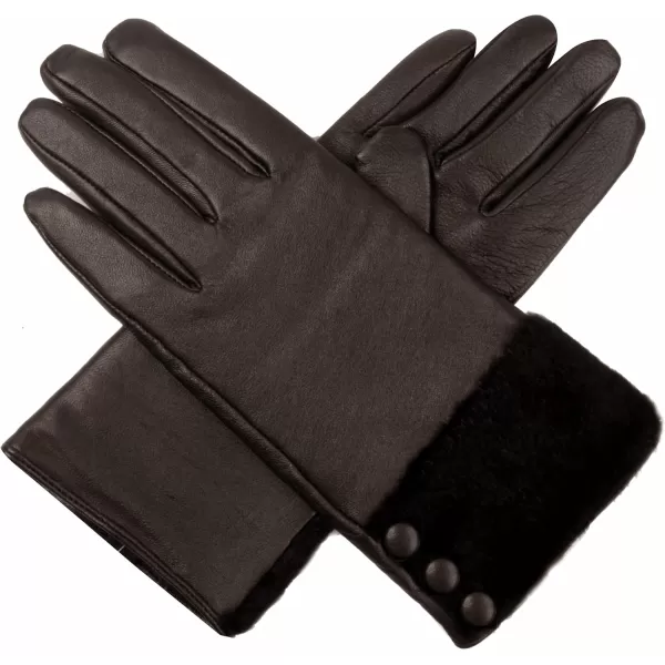 imageLuxury Lane Womens Lambskin Leather Gloves with Cashmere Lined Black Medium