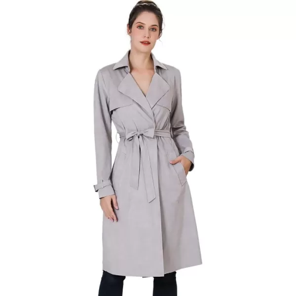 imageBGSD Women Charlotte Long Suede Trench Coat  Regular ampamp Plus SizeGray