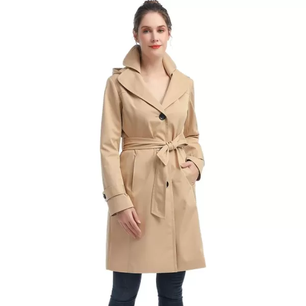 imageBGSD Women Eva Waterproof Hooded Trench Coat  Regular ampamp Plus SizeTan