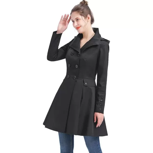 imageBGSD Women Kayla Waterproof Hooded Mid Length Trench Coat  Regular ampamp Plus SizeBlack