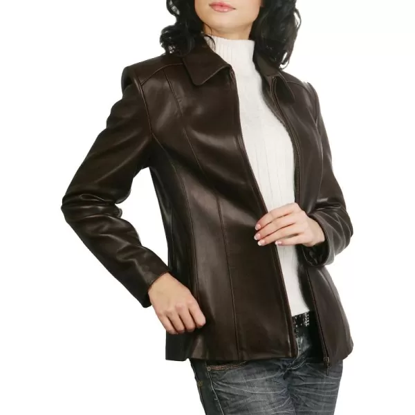 imageBGSD Women Miranda Lambskin Leather Jacket Also available in Plus Size ampamp PetiteBrown