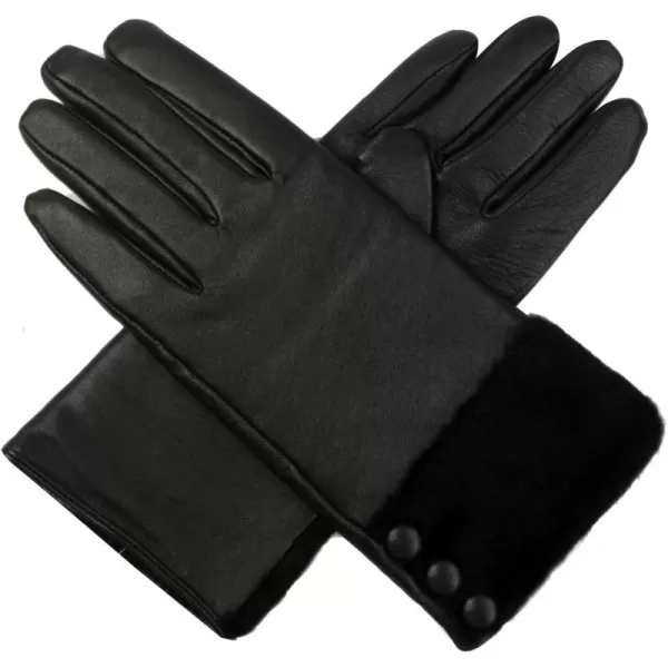 imageLuxury Lane Womens Lambskin Leather Gloves with Cashmere Lined Black Medium