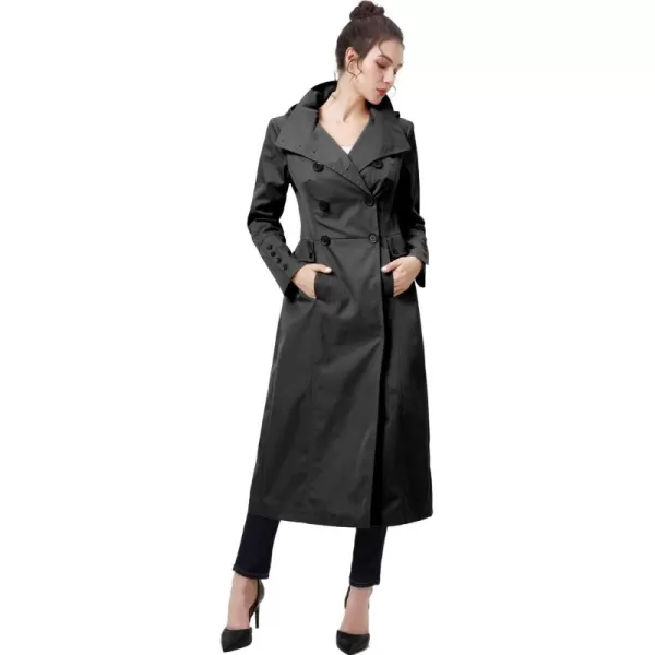 imageBGSD Women Kelly Waterproof Hooded Maxi Long Trench Coat  Regular ampamp Plus SizeBlack