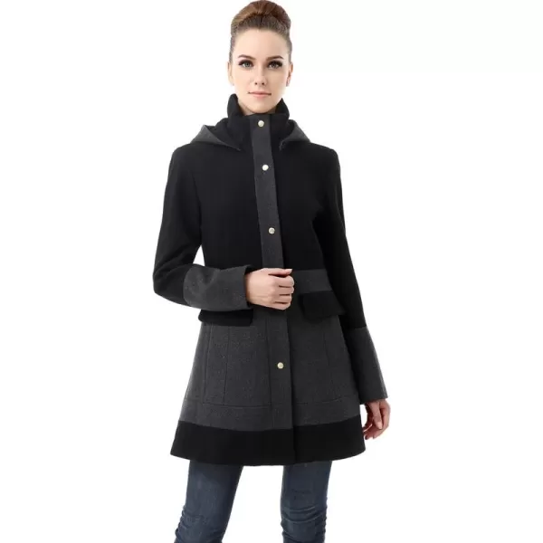 imageBGSD Women Marwa Wool Blend Hooded Color Block Walking Coat Also available in Plus SizeBlack