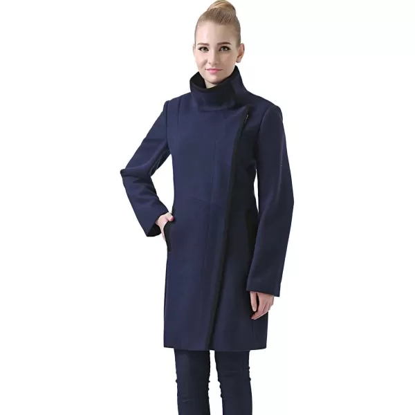 imageBGSD Women Audrey Colorblock Wool Blend Coat Navy Large