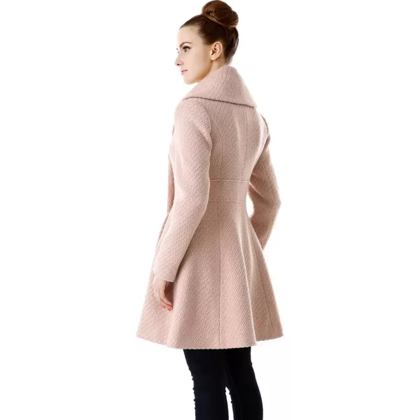 imageBGSD Women Jennifer Fit and Flare Wool Blend Double Breasted Long Walking Pea CoatBlush