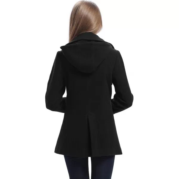 imageBGSD Women Piper Wool Blend Hooded Short Walking Pea Coat Also available in Plus Size and PetiteBlack