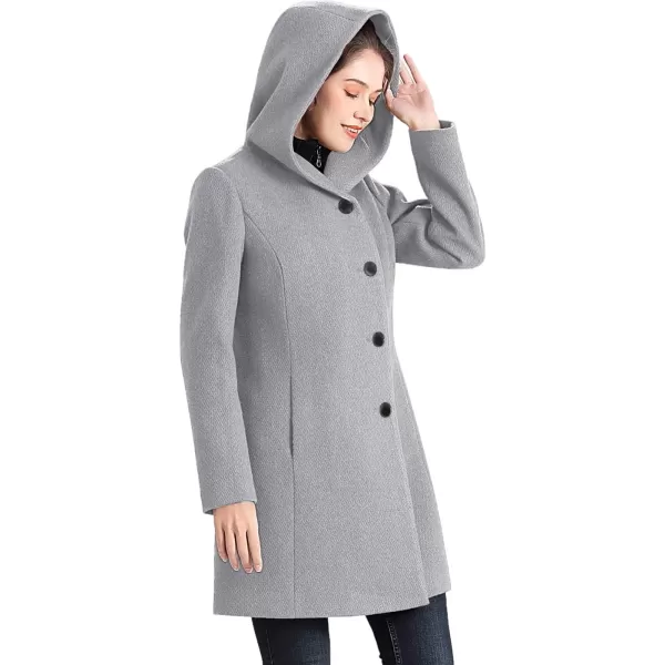 imageBGSD Women Sol Wool Blend Asymmetrical Hooded Walking Coat Also available in Plus Size and PetiteGray