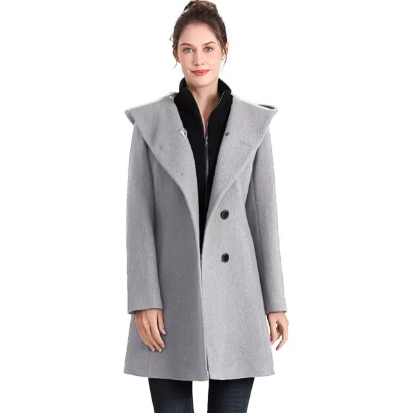 imageBGSD Women Sol Wool Blend Asymmetrical Hooded Walking Coat Also available in Plus Size and PetiteGray