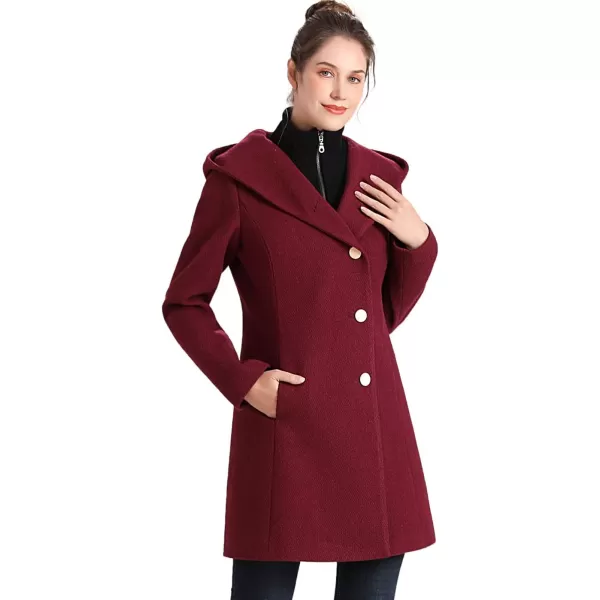 imageBGSD Women Sol Wool Blend Asymmetrical Hooded Walking Coat Also available in Plus Size and PetiteRosewood