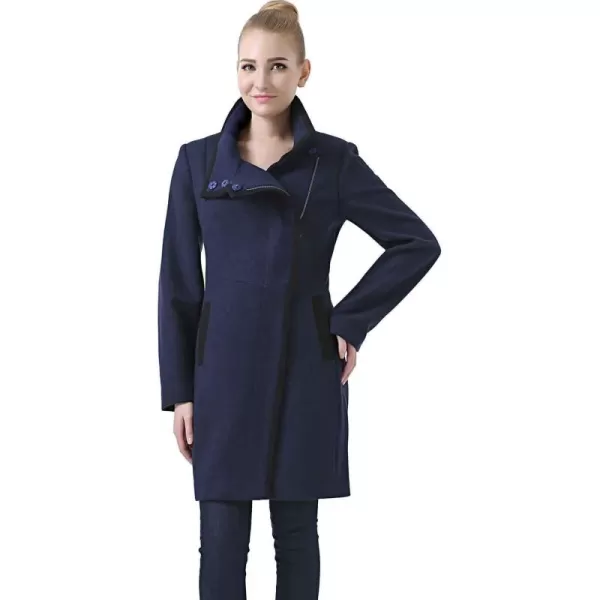 imageBGSD Women Audrey Colorblock Wool Blend Coat Navy Large