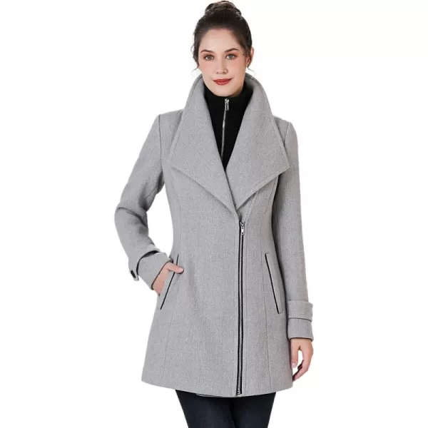 imageBGSD Women Noa Wool Blend Asymmetric Zipper Walking Coat with Removable BibGray