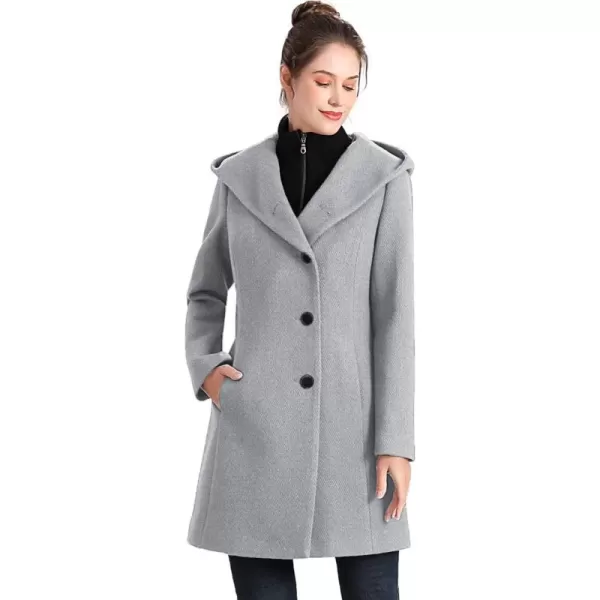 imageBGSD Women Sol Wool Blend Asymmetrical Hooded Walking Coat Also available in Plus Size and PetiteGray