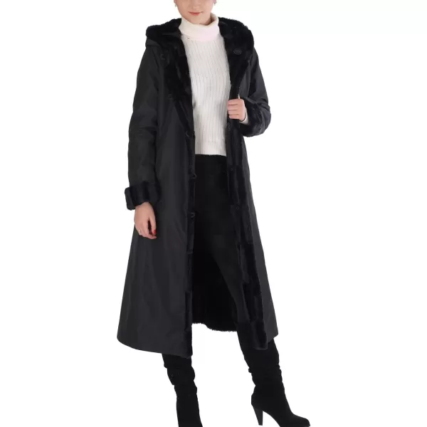 imageBGSD Womens Lorraine Hooded Reversible Faux Mink Fur Maxi Walking Coat