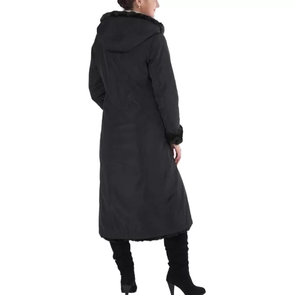 imageBGSD Womens Lorraine Hooded Reversible Faux Mink Fur Maxi Walking Coat