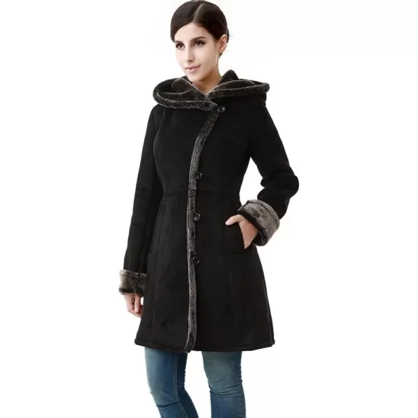 imageBGSD Womens Abrienne Hooded Faux Shearling Walking Coat Small