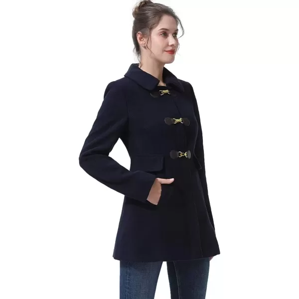 imageBGSD Women Amy Wool Blend Short Walking Toggle Coat Also available in Plus Size and PetiteBlack