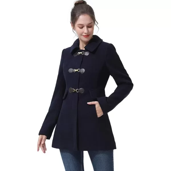 imageBGSD Women Amy Wool Blend Short Walking Toggle Coat Also available in Plus Size and PetiteBlack