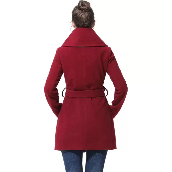 imageBGSD Women Aya Wool Blend Belted Walking Coat Also available in Plus Size and PetiteWine