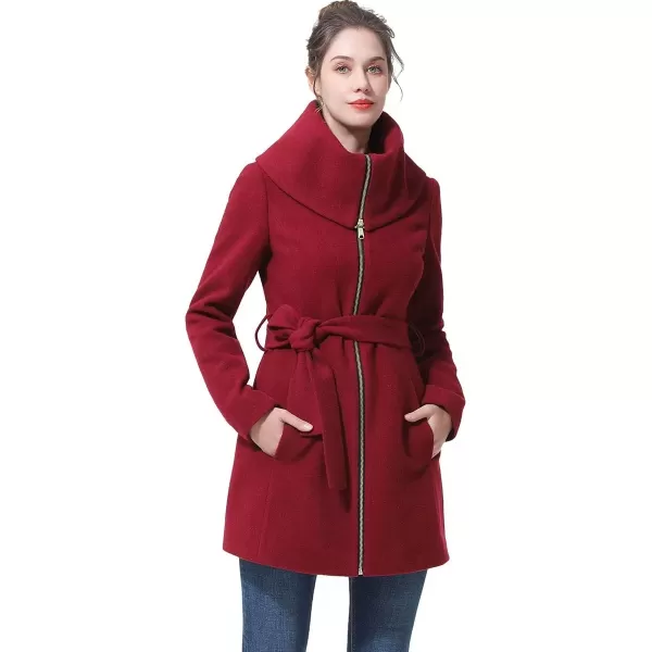 imageBGSD Women Aya Wool Blend Belted Walking Coat Also available in Plus Size and PetiteWine