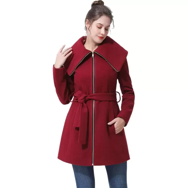 imageBGSD Women Aya Wool Blend Belted Walking Coat Also available in Plus Size and PetiteWine