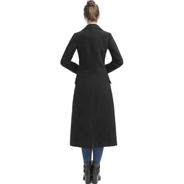 imageBGSD Women Fay Wool Blend Double Breasted Long Walking Pea Coat Also available in Plus Size and PetiteBlack