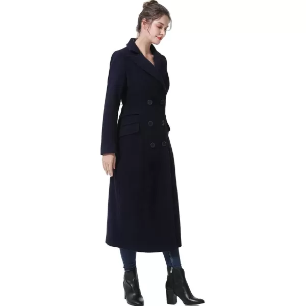 imageBGSD Women Fay Wool Blend Double Breasted Long Walking Pea Coat Also available in Plus Size and PetiteNavy