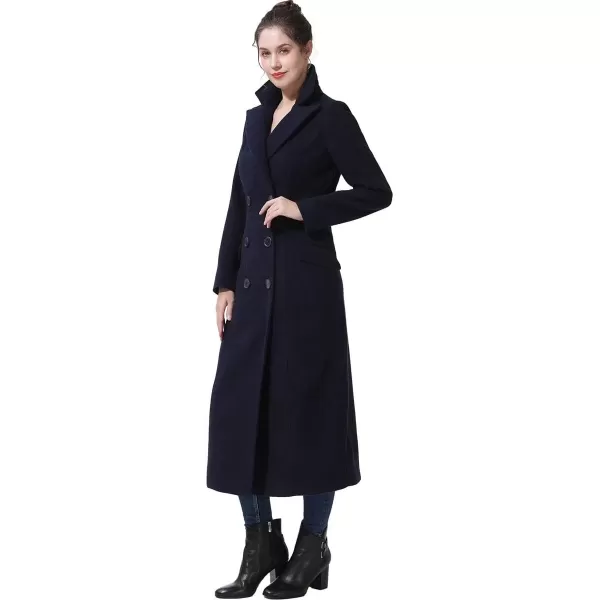 imageBGSD Women Fay Wool Blend Double Breasted Long Walking Pea Coat Also available in Plus Size and PetiteNavy