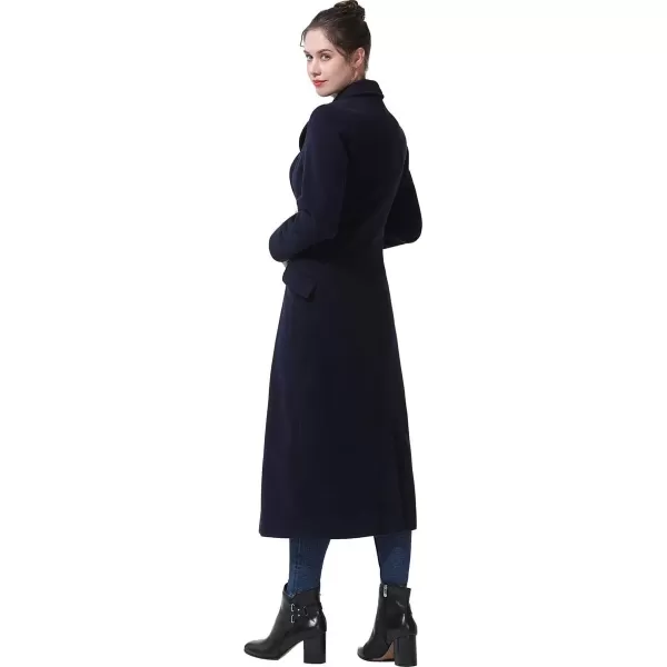 imageBGSD Women Fay Wool Blend Double Breasted Long Walking Pea Coat Also available in Plus Size and PetiteNavy