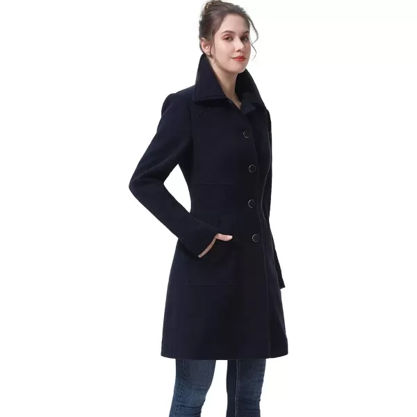 imageBGSD Women Kim Wool Blend Single Breasted Walking Coat Also available in Plus Size and PetiteBlack