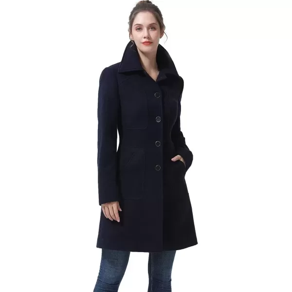 imageBGSD Women Kim Wool Blend Single Breasted Walking Coat Also available in Plus Size and PetiteBlack