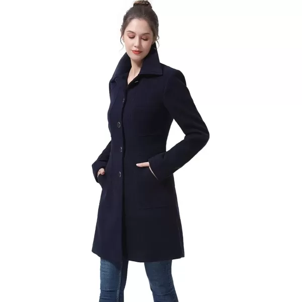 imageBGSD Women Kim Wool Blend Single Breasted Walking Coat Also available in Plus Size and PetiteBlack