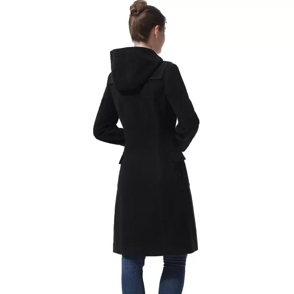 imageBGSD Women Liv Wool Blend Hooded Long Toggle Walking Duffle Coat Also available in Plus Size and PetiteBlack