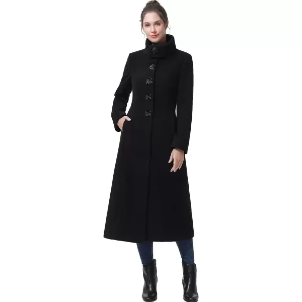 imageBGSD Women Mia Wool Blend Single Breasted Full Length Long Walking Coat Also available in Plus Size and PetiteBlack