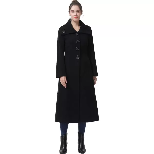 imageBGSD Women Mia Wool Blend Single Breasted Full Length Long Walking Coat Also available in Plus Size and PetiteBlack