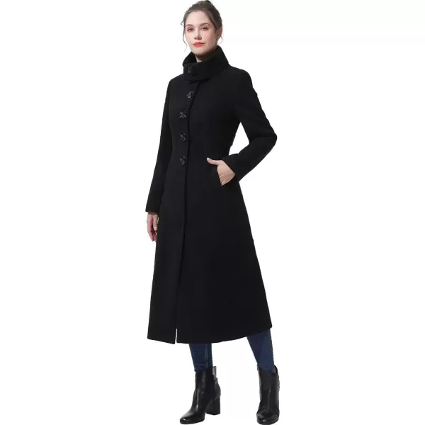 imageBGSD Women Mia Wool Blend Single Breasted Full Length Long Walking Coat Also available in Plus Size and PetiteBlack