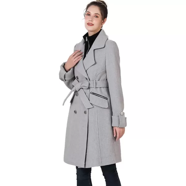 imageBGSD Women Nia Wool Blend Belted Walking Trench Coat with Removable Bib Also available in Plus Size and PetiteGray