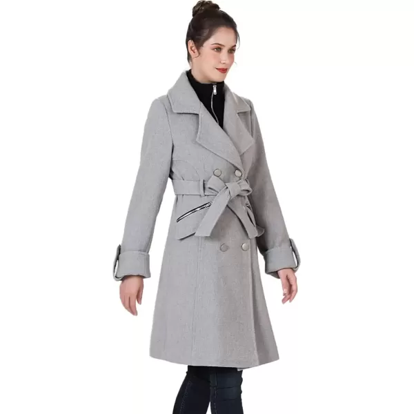 imageBGSD Women Nia Wool Blend Belted Walking Trench Coat with Removable Bib Also available in Plus Size and PetiteGray