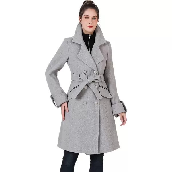 imageBGSD Women Nia Wool Blend Belted Walking Trench Coat with Removable Bib Also available in Plus Size and PetiteGray