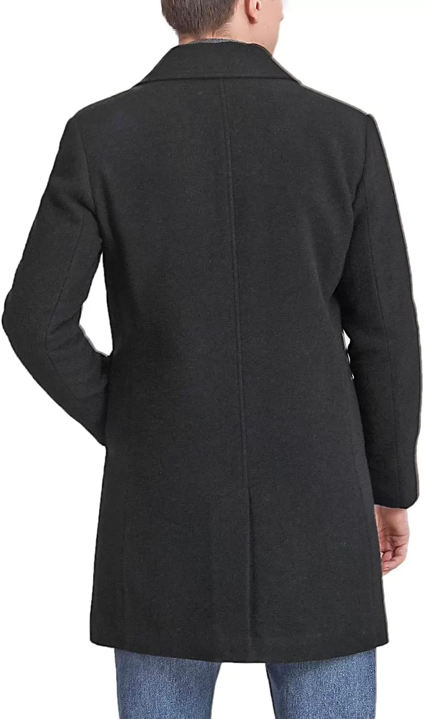imageBGSD Men Baker Wool Blend Single Breasted Walking Long Car Coat Also available in Big and TallBlack