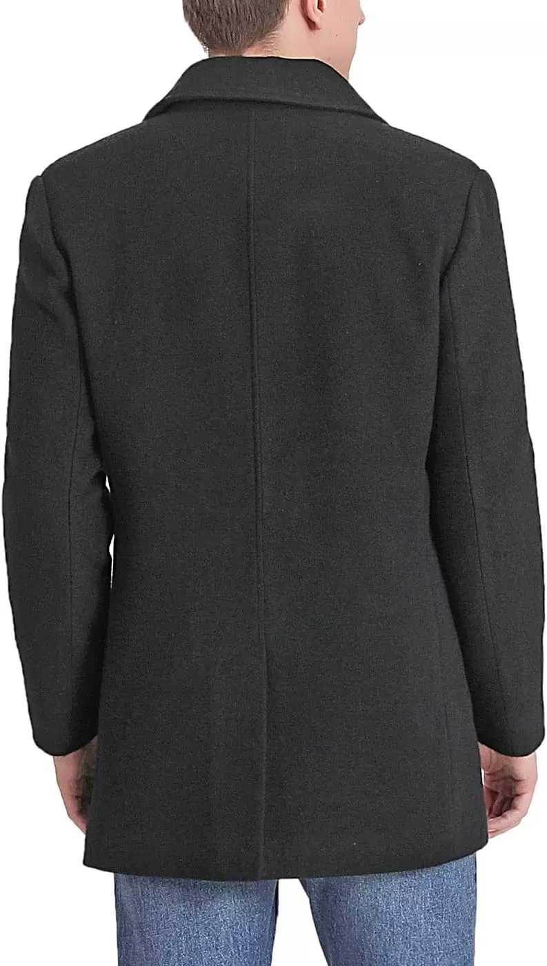 imageBGSD Men Cole Wool Blend Single Breasted Walking Pea Coat Also available in Big and TallBlack