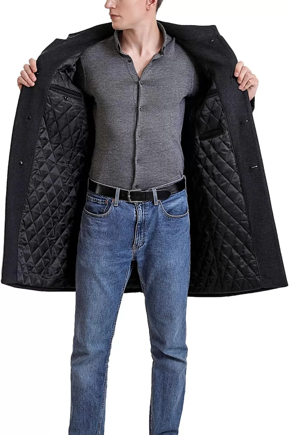 imageBGSD Men Jacob Cashmere Wool Blend Single Breasted Walking Top Coat Also available in Big and TallBlack